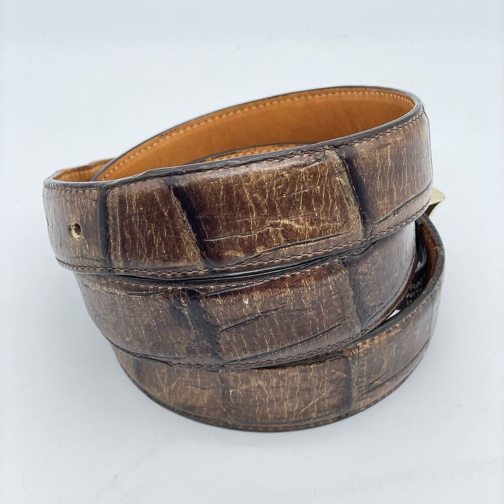 ONYX by Brighton Snake Leather Belt Men's Sizes 38 Brown Alligator Pattern USA
